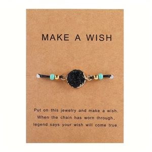 NEW Boho Black Druzy Cord Bracelet